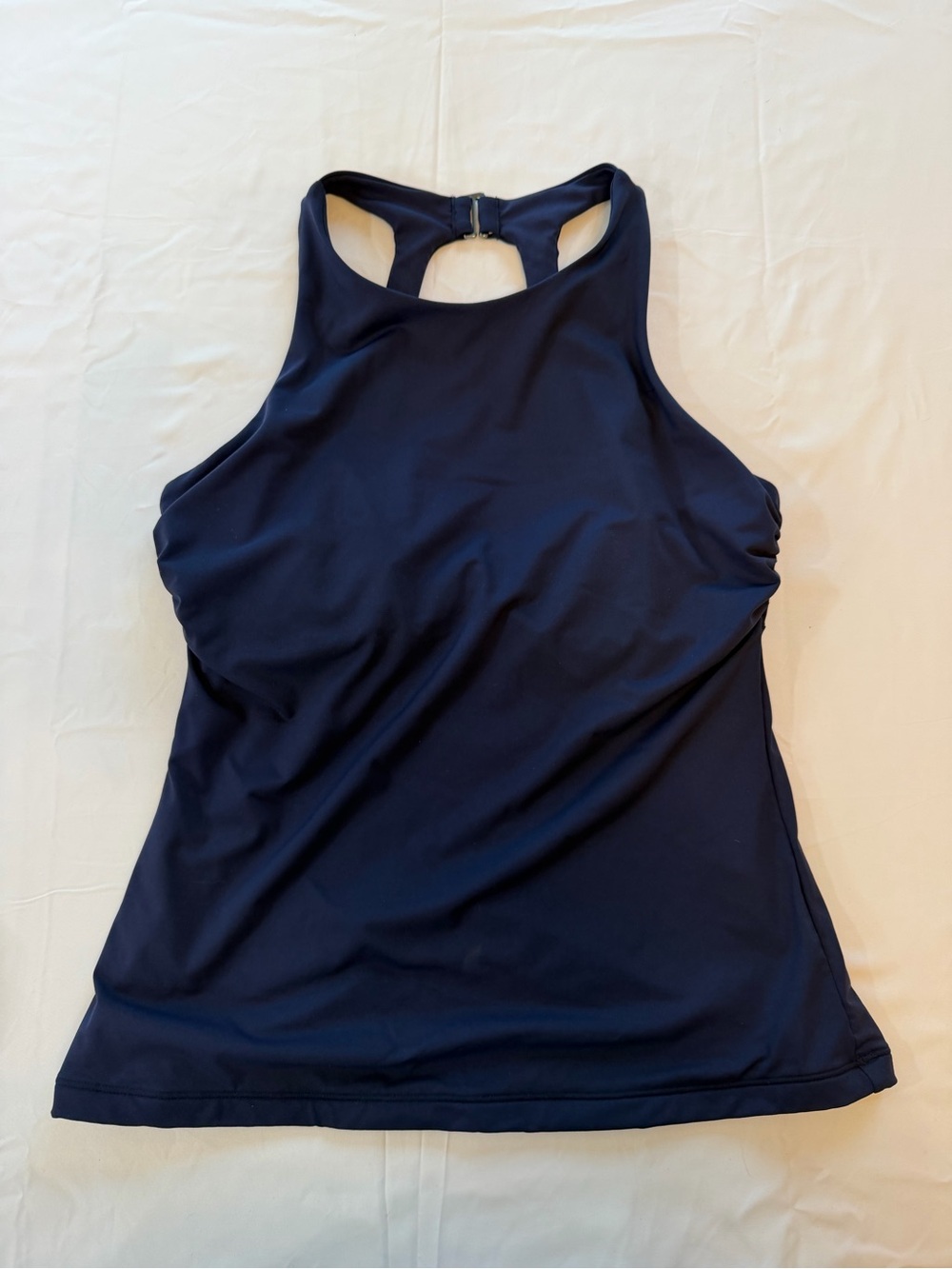 Athleta Maldives Tankini Swim Top Navy Blue High Neck Underwire 36B/C EUC